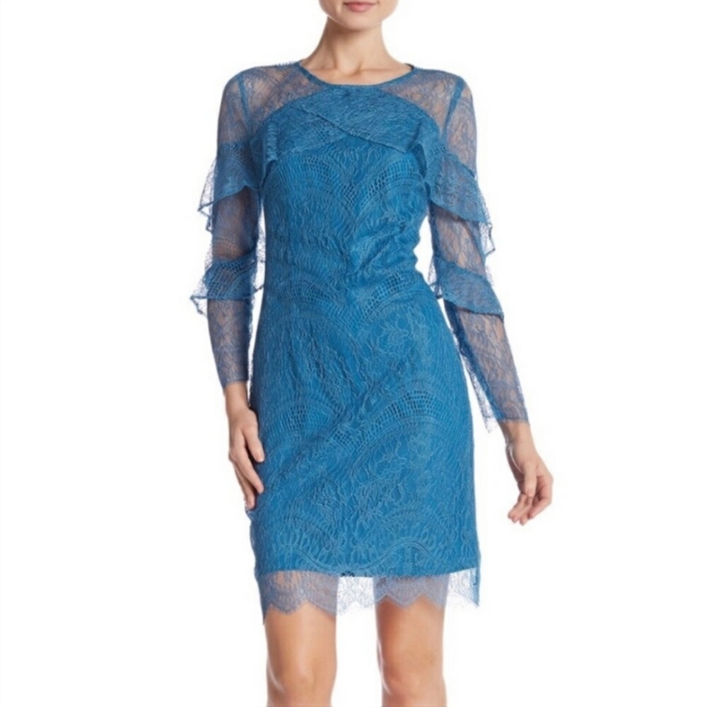 Nanette Lepore Dragonfly Teal "Poetic Love" Special Occasion Lace Dress